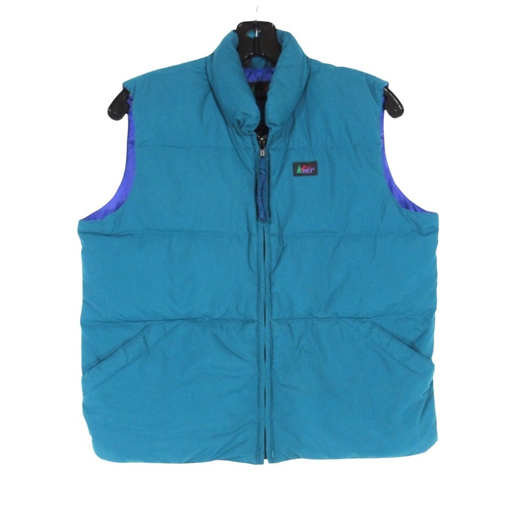 VTG REI Boy's QUILTED DOWN PUFFER Full-Zip MOCK NECK Side Pockets VEST Sz XL